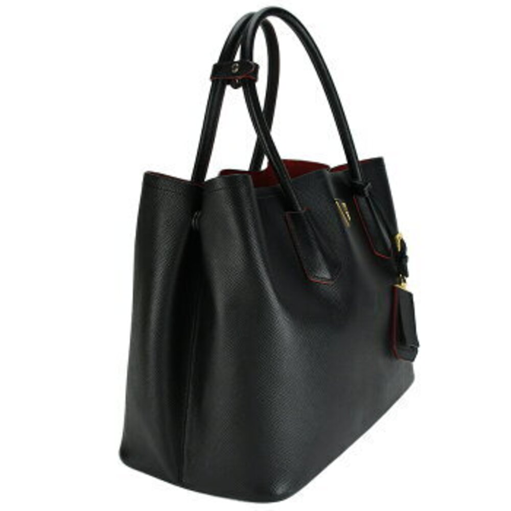 Prada Double Bag Handbag Tote Shoulder Black Saffiano Leather Business - Picture 4 of 6